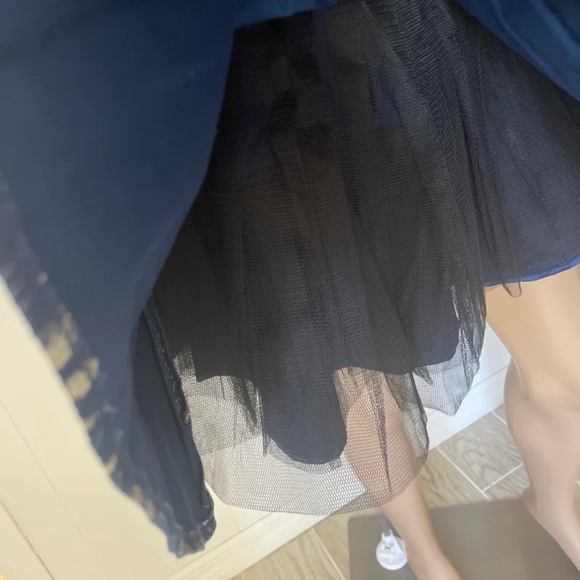 Chi Chi London Blue Dress with Gold Stitching - Picture 3 of 6